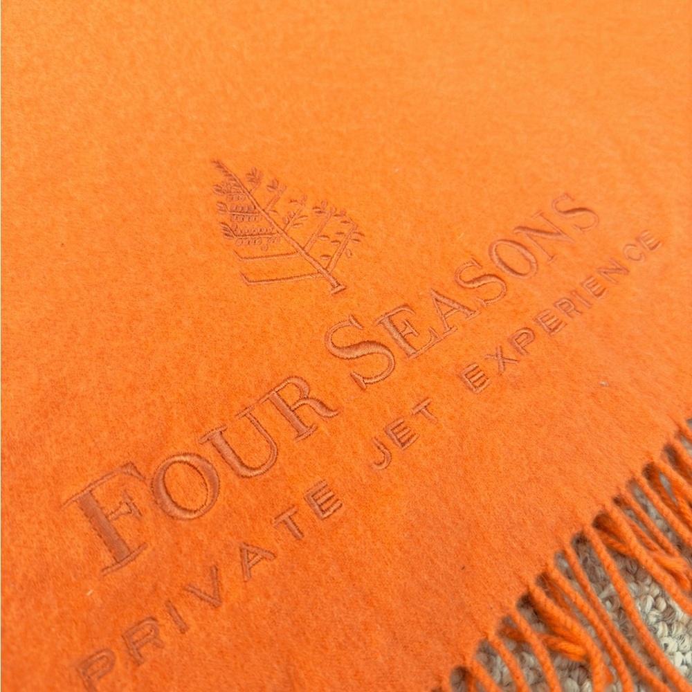 Four Seasons Private Jet Experience Mongolian Cashmere Orange Throw Blanket
